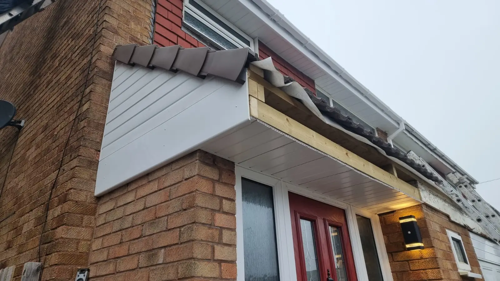 New uPVC fascia soffit and guttering being fitted in Sutton Coldfield by Westridge Roofing