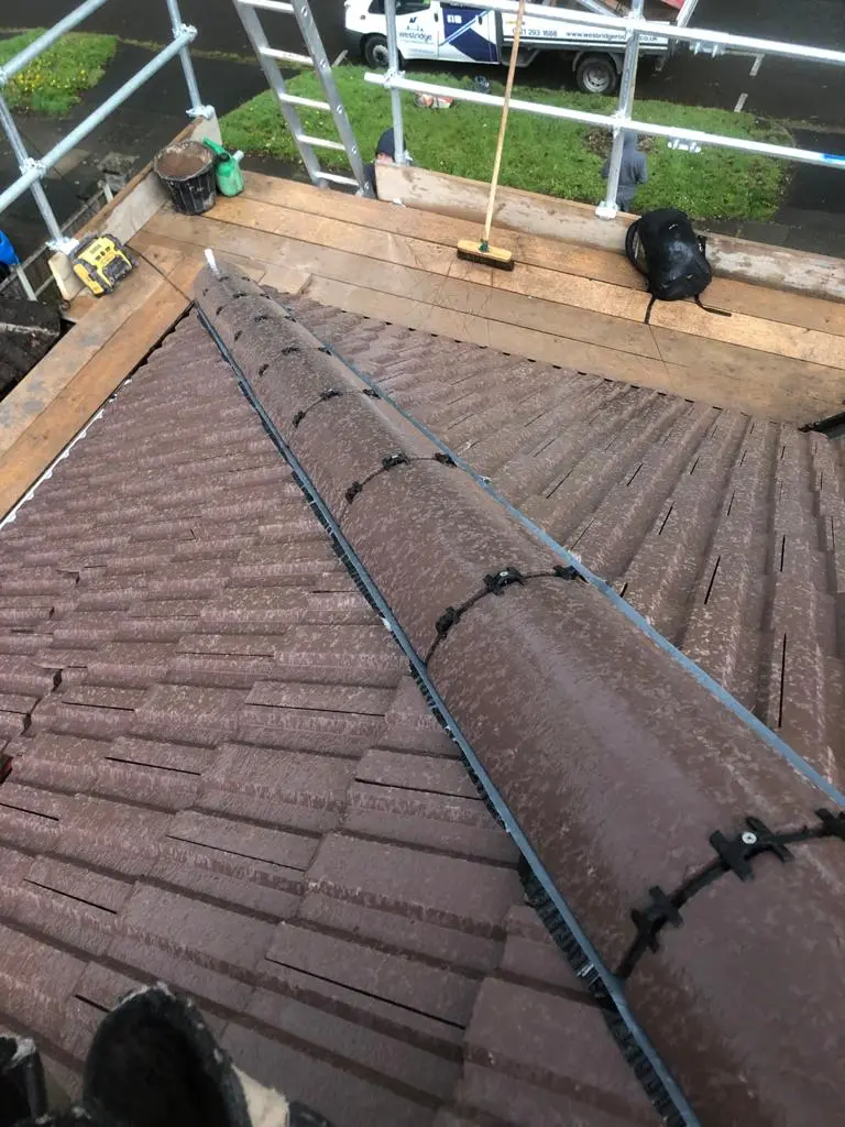 Roof repair work in progress on a Midlands property by Westridge Roofing